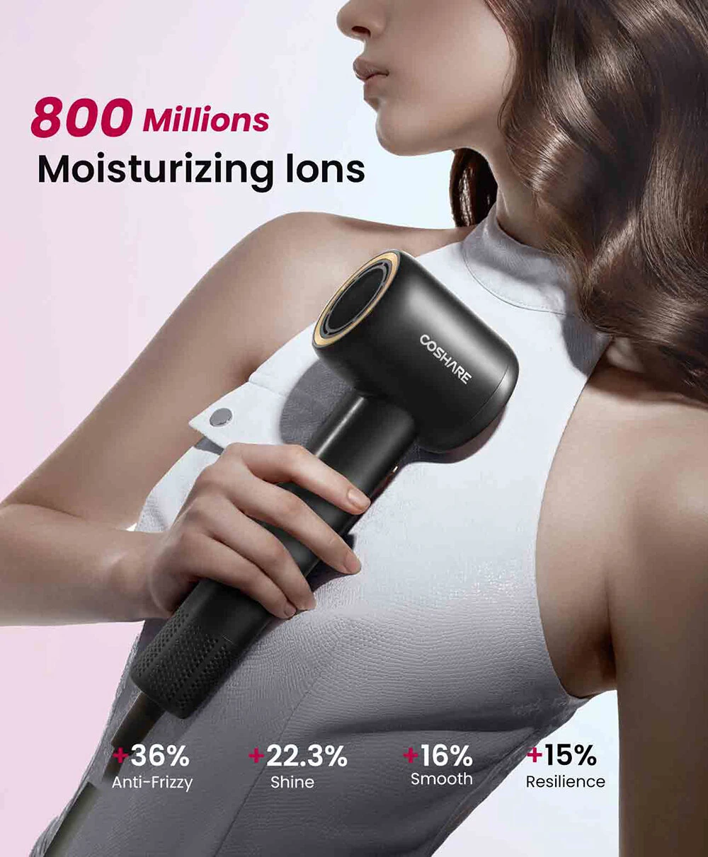 (image for) COSHARE HD10E High-Speed Hair Dryer 8 Billion Negative Ions 110,000 RPM Hair Dryer Lightweight Design EU Plug